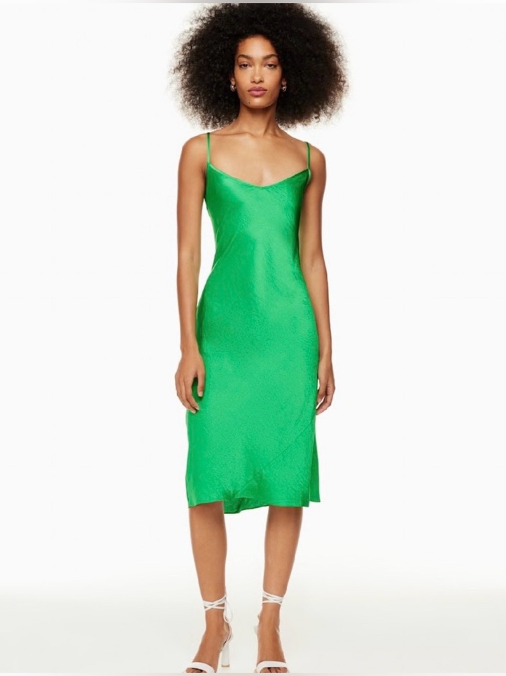 Aritzia Wilfred Slip Dress – Size 2XL – Never Worn – Emerald Green Satin Midi